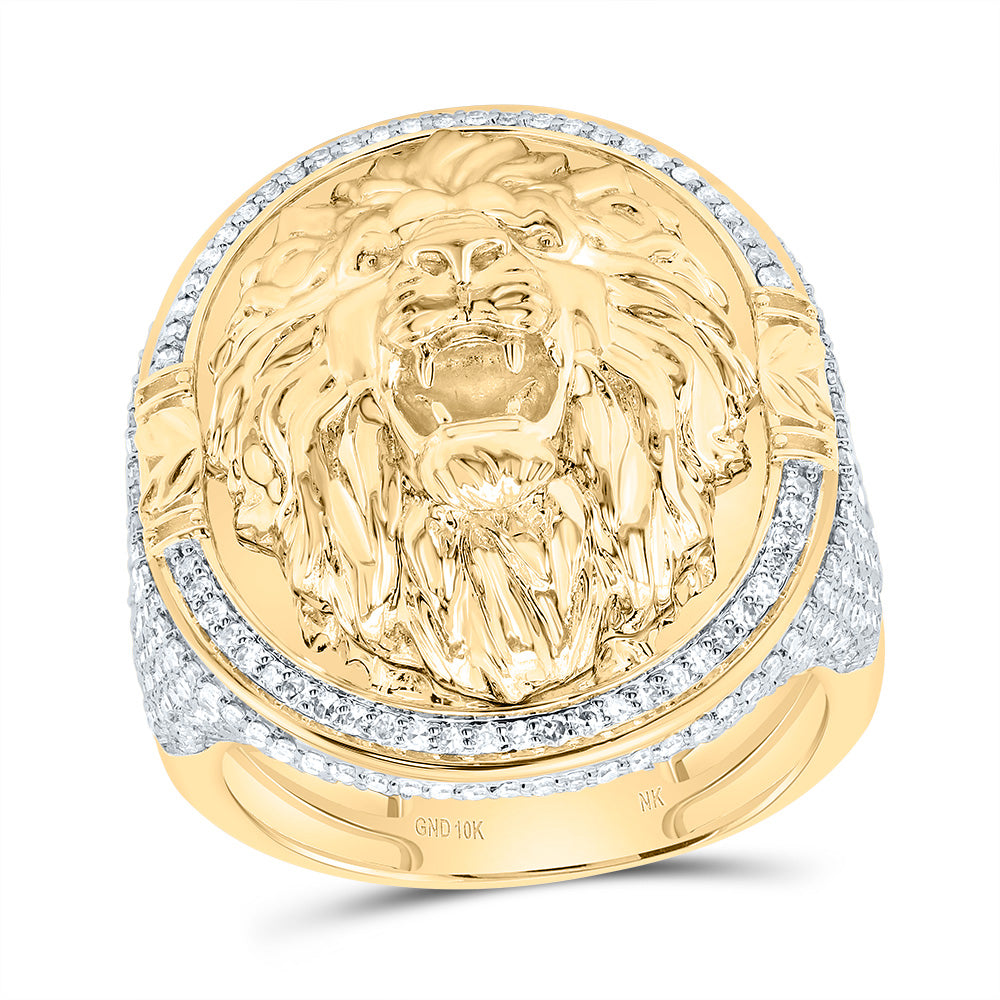 1 1/2Ctw-Dia Nk Fashion Lion Face Oval Mens Ring (9.14 grams)