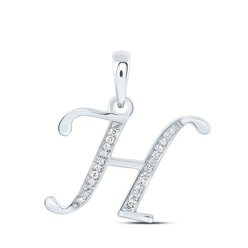 1/10Ctw-Dia Nk Gift Initial "H" Pendant (1.221 grams)