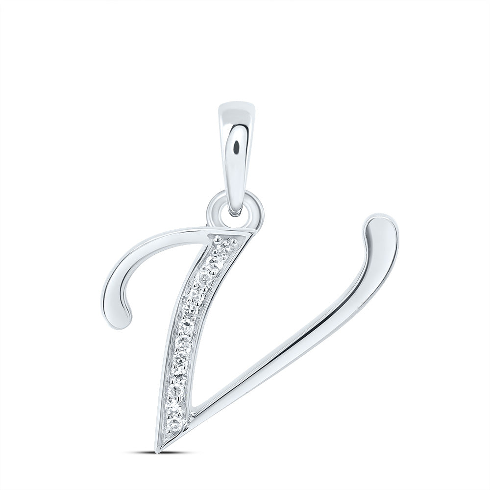 1/20Ctw-Dia Nk Gift Initial "V" Pendant (1.063 grams)