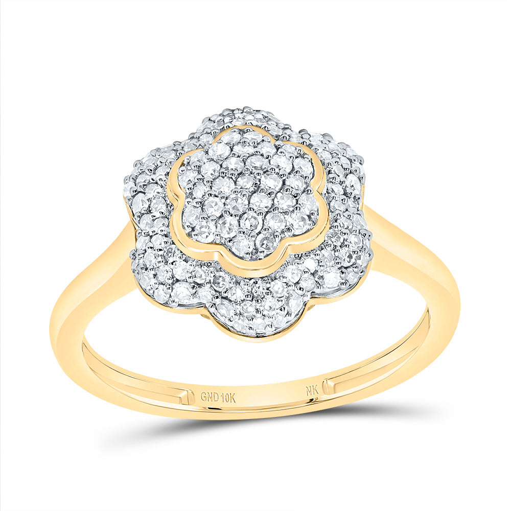3/8Ctw-Dia Nk Fashion Flower Ring (2.16 grams)