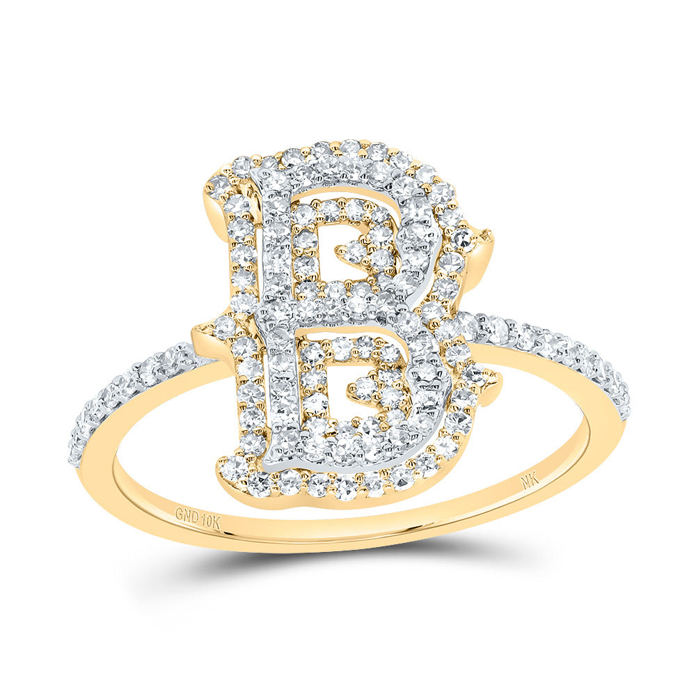 1/2Ctw-Dia Nk Fashion Initial "B" Ladies Ring (2.11 grams)