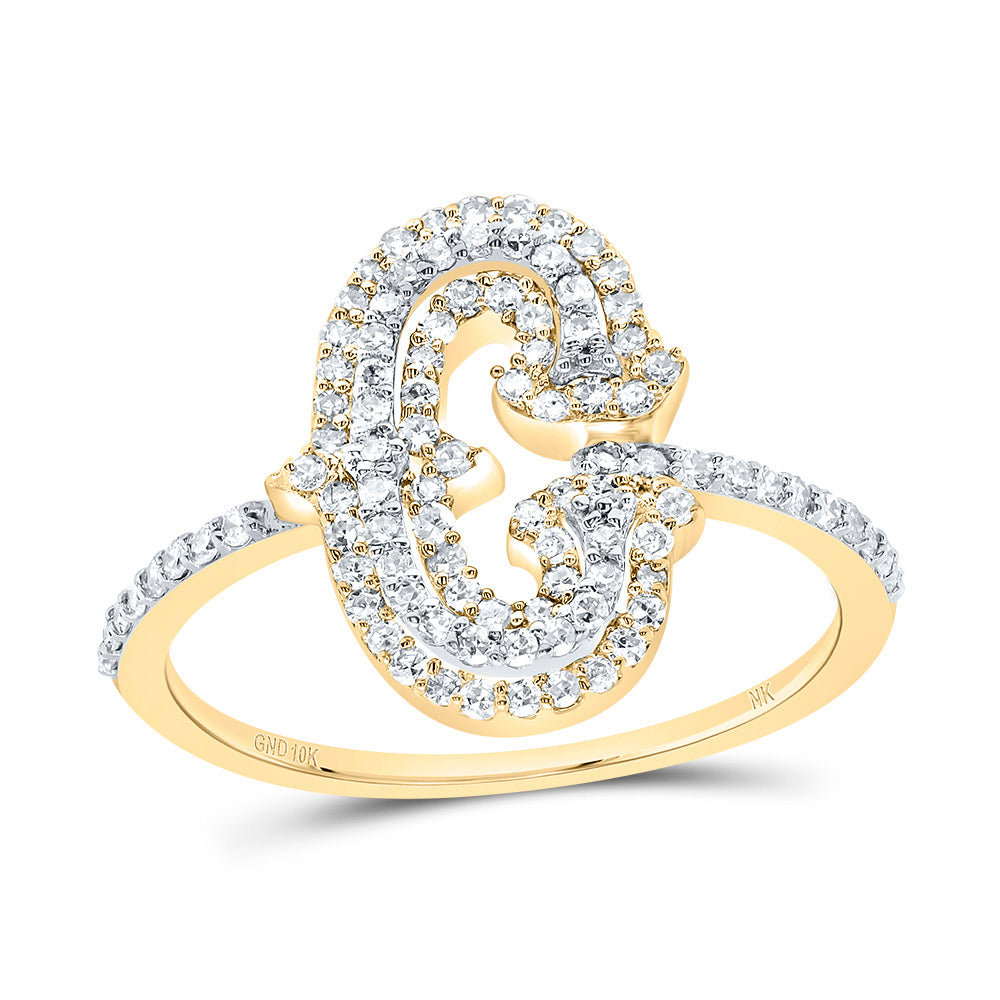 3/8Ctw-Dia Nk Fashion Initial "C" Ladies Ring (2.08 grams)