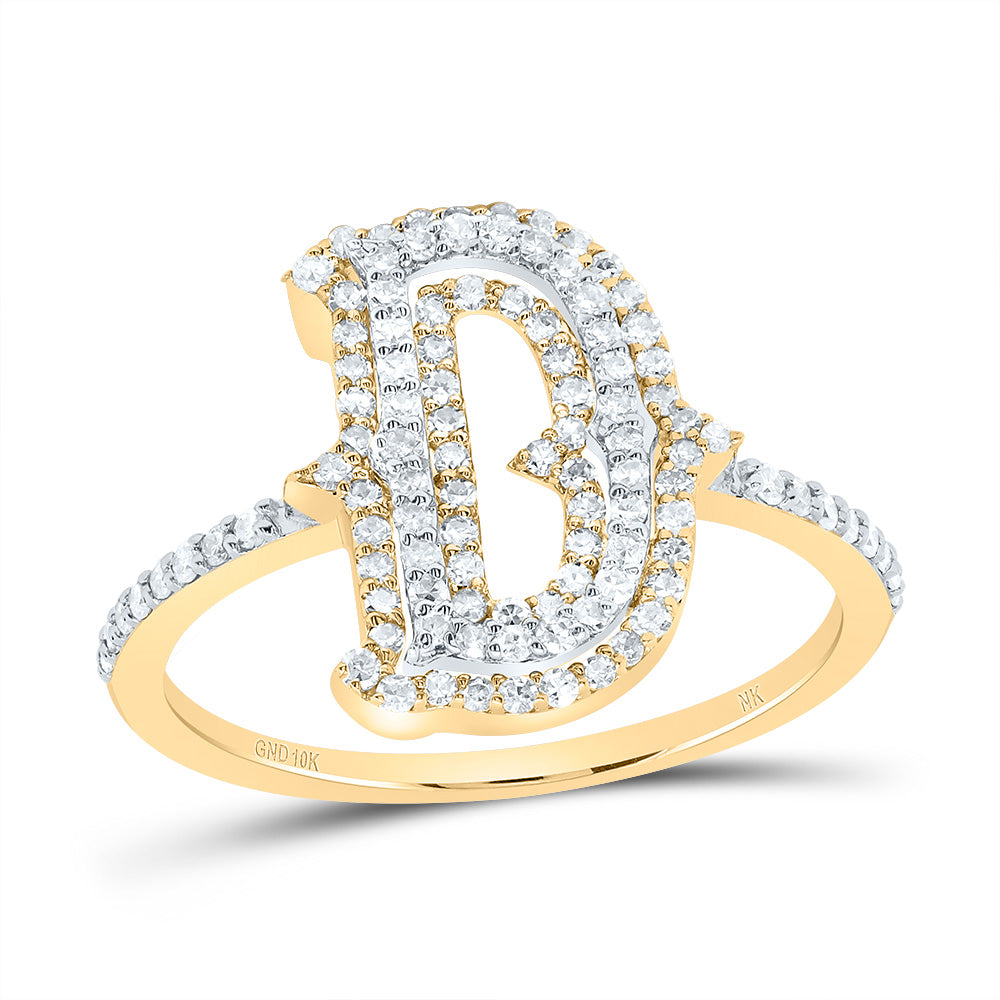 3/8Ctw-Dia Nk Fashion Initial "D" Ladies Ring (2 grams)