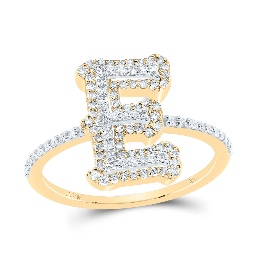 3/8Ctw-Dia Nk Fashion Initial "E" Ladies Ring (2.1 grams)