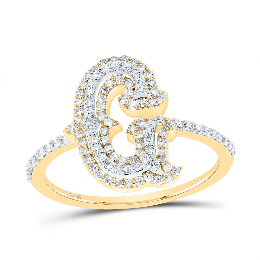 3/8Ctw-Dia Nk Fashion Initial "G" Ladies Ring (2.13 grams)