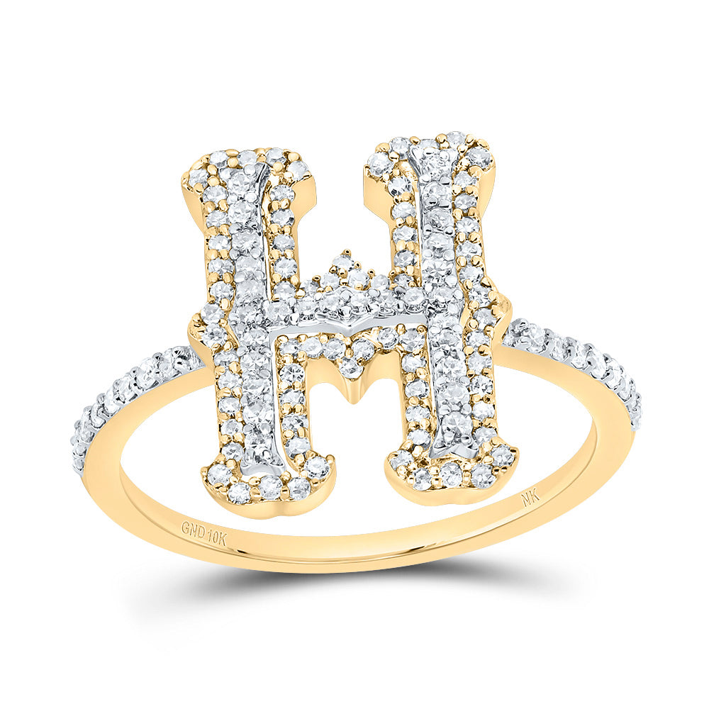 3/8Ctw-Dia Nk Fashion Initial "H" Ladies Ring (2.51 grams)