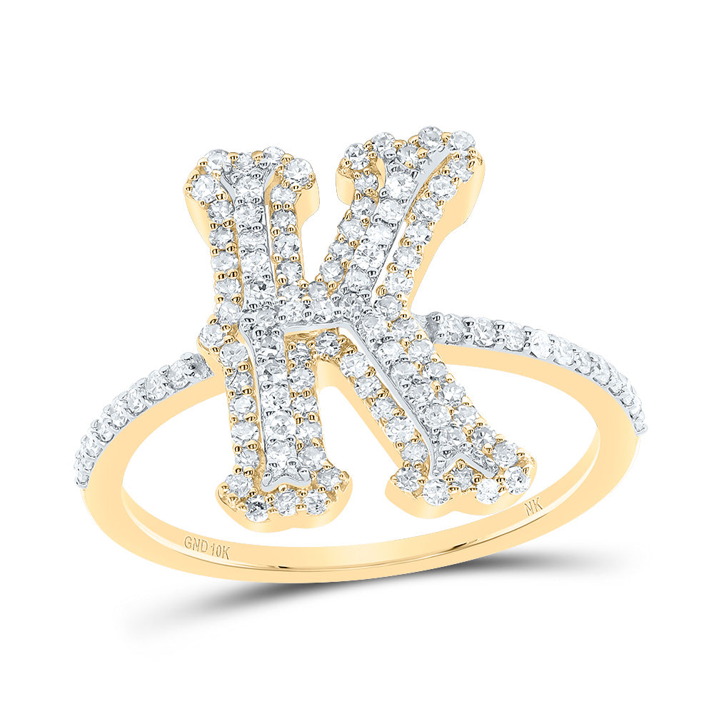 1/2Ctw-Dia Nk Fashion Initial "K" Ladies Ring (2.26 grams)