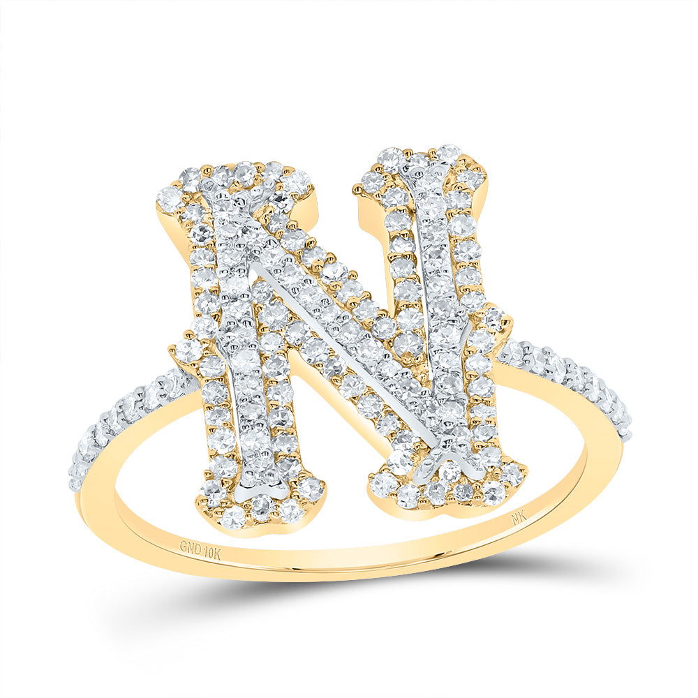 1/2Ctw-Dia Nk Fashion Initial "N" Ladies Ring (2.53 grams)