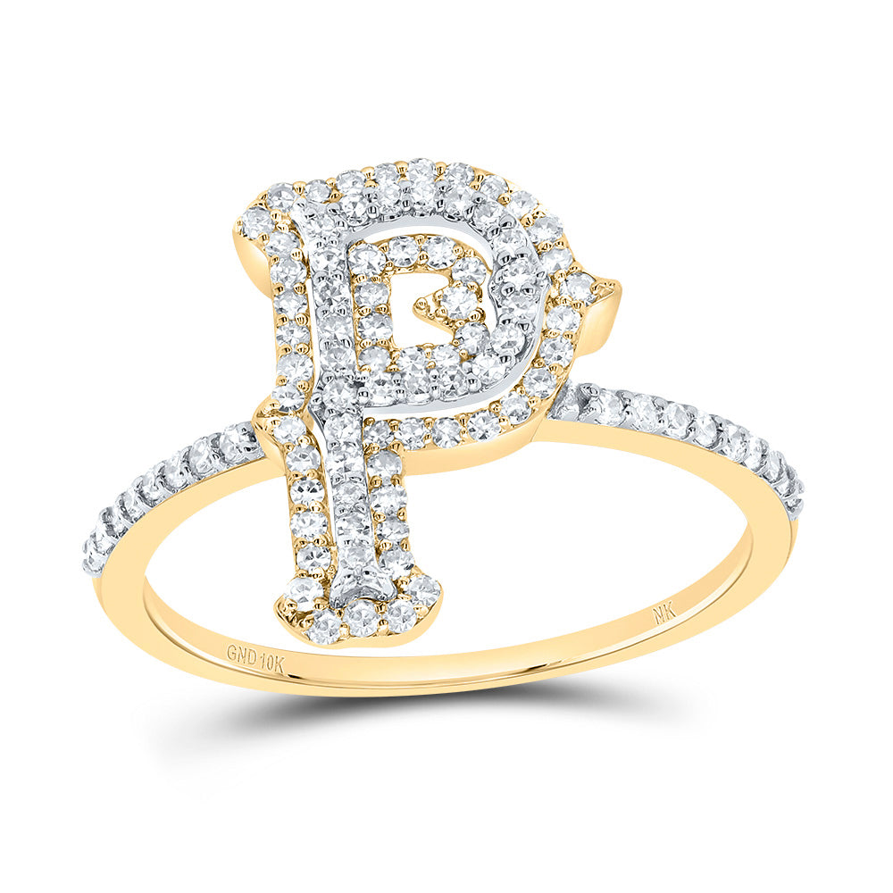 3/8Ctw-Dia Nk Fashion Initial "P" Ladies Ring (1.93 grams)