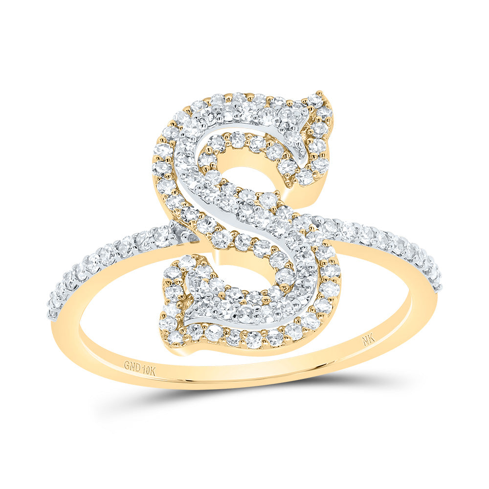 3/8Ctw-Dia Nk Fashion Initial "S" Ladies Ring (2.1 grams)