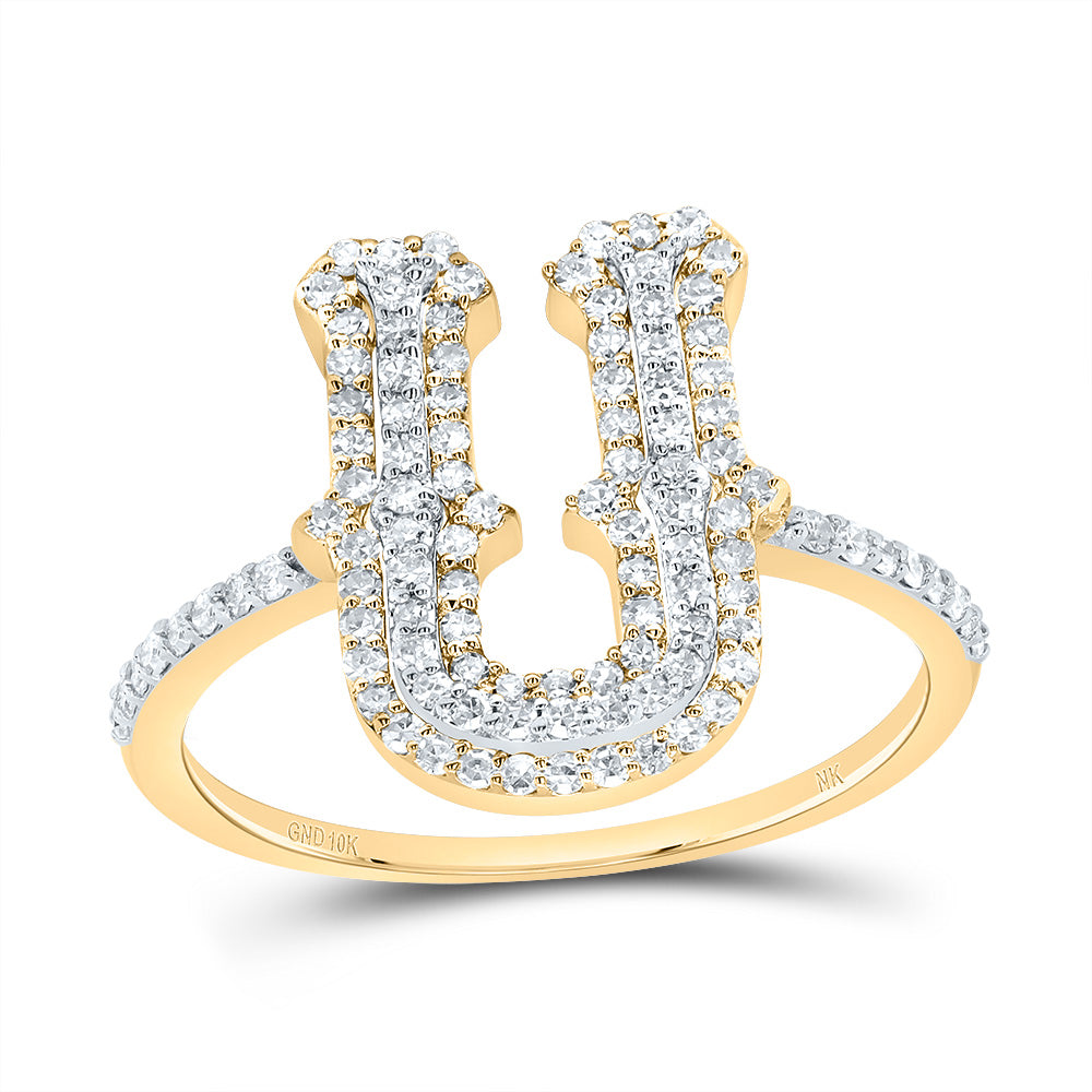 3/8Ctw-Dia Nk Fashion Initial "U" Ladies Ring (2.06 grams)