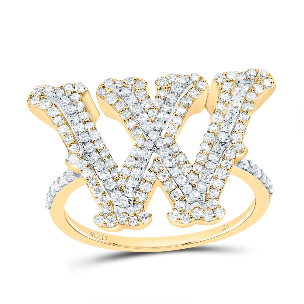 5/8Ctw-Dia Nk Fashion Initial "W" Ladies Ring (3.51 grams)
