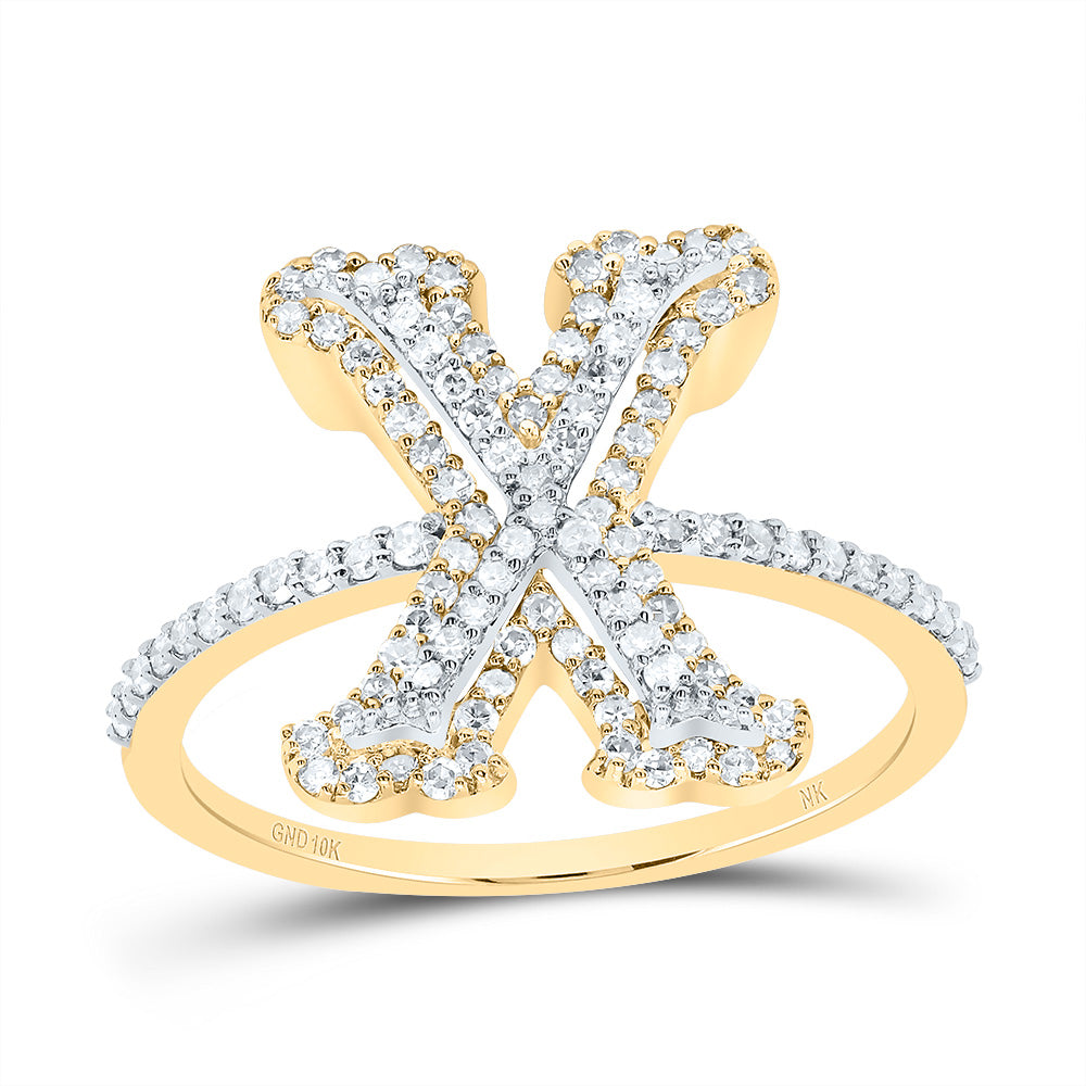 1/2Ctw-Dia Nk Fashion Initial "X" Ladies Ring (2.39 grams)