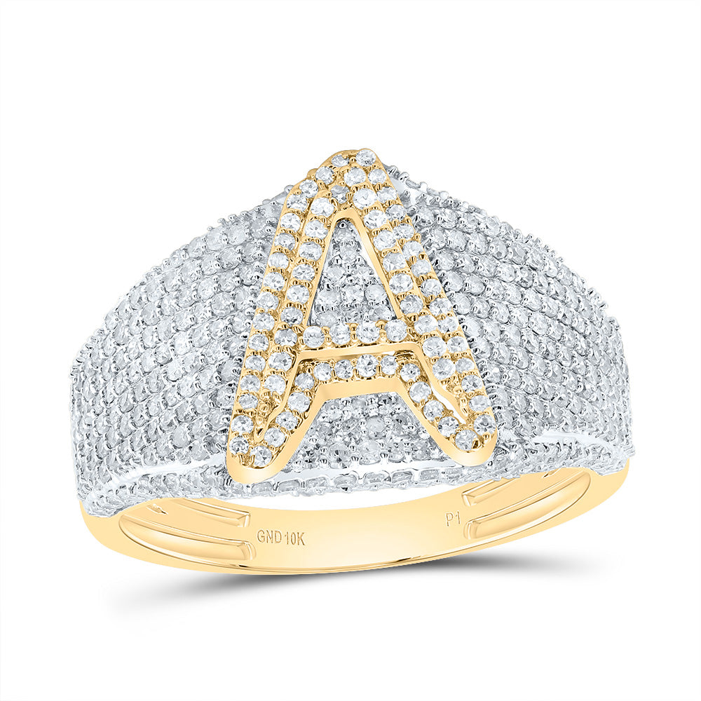 1 3/8Ctw-Dia P1 Initial "A" Men's Ring (4.18 grams)