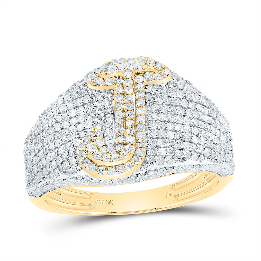 1 1/2Ctw-Dia P1 Initial "J" Men's Ring (4.25 grams)