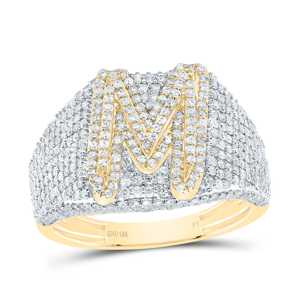 1 5/8Ctw-Dia P1 Initial "M" Men's Ring (4.73 grams)