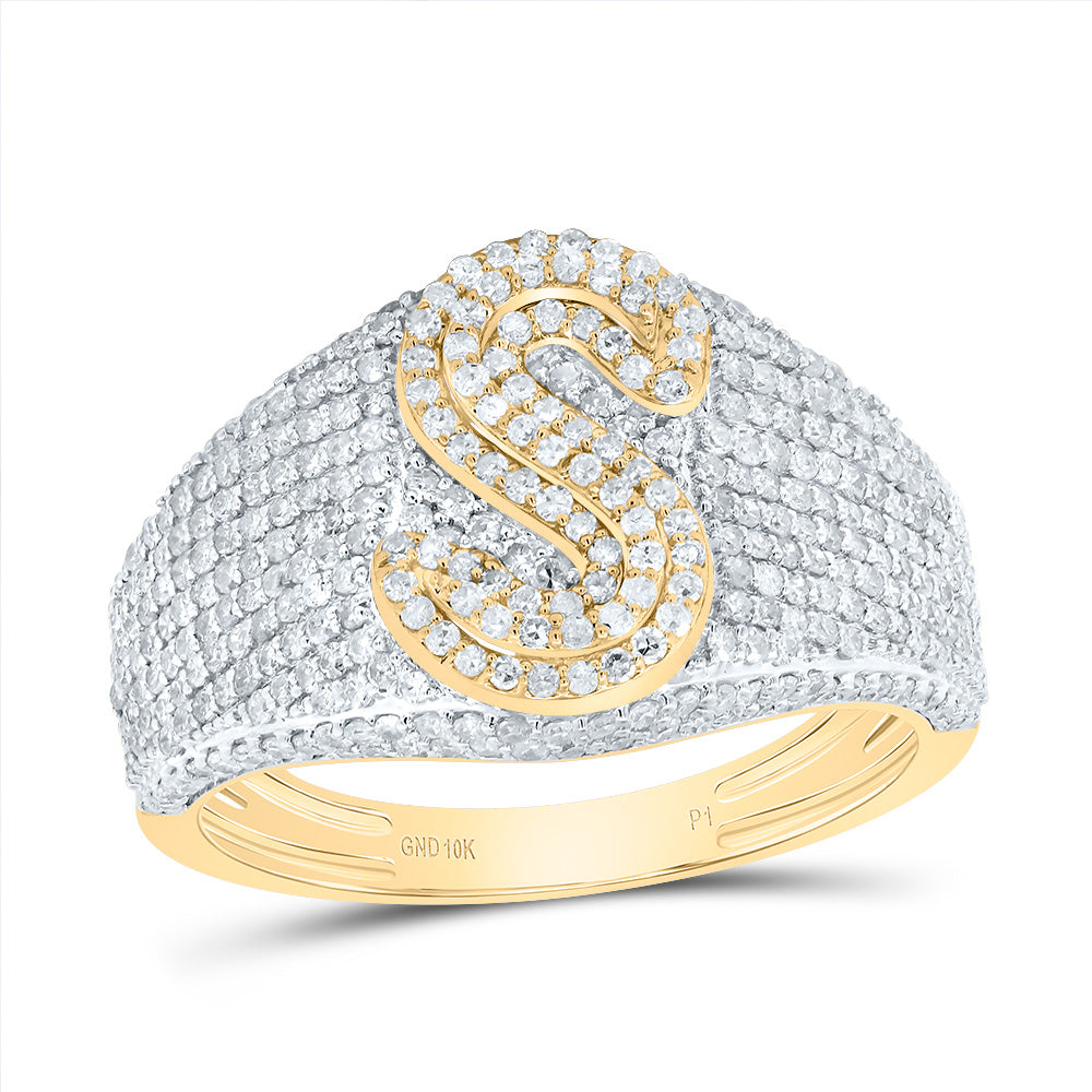 1 1/2Ctw-Dia P1 Initial "S" Men's Ring (4.75 grams)