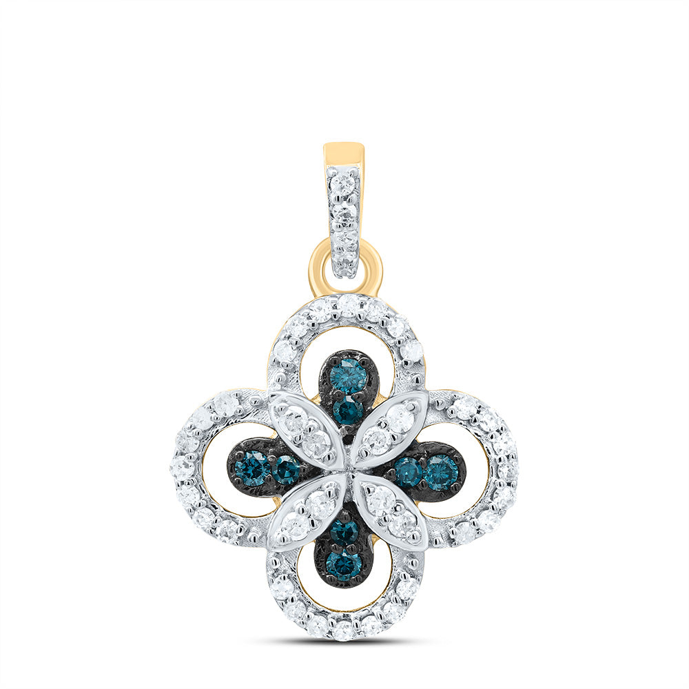 1/4Ctw-Dia P1 Gift Blue Diamond Clover Pendant (1.260667 grams)