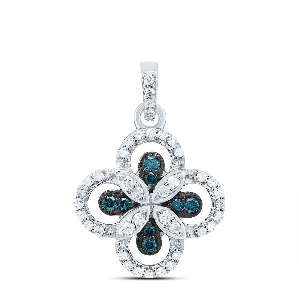 1/4Ctw-Dia P1 Gift Blue Diamond Clover Pendant (1.260667 grams)