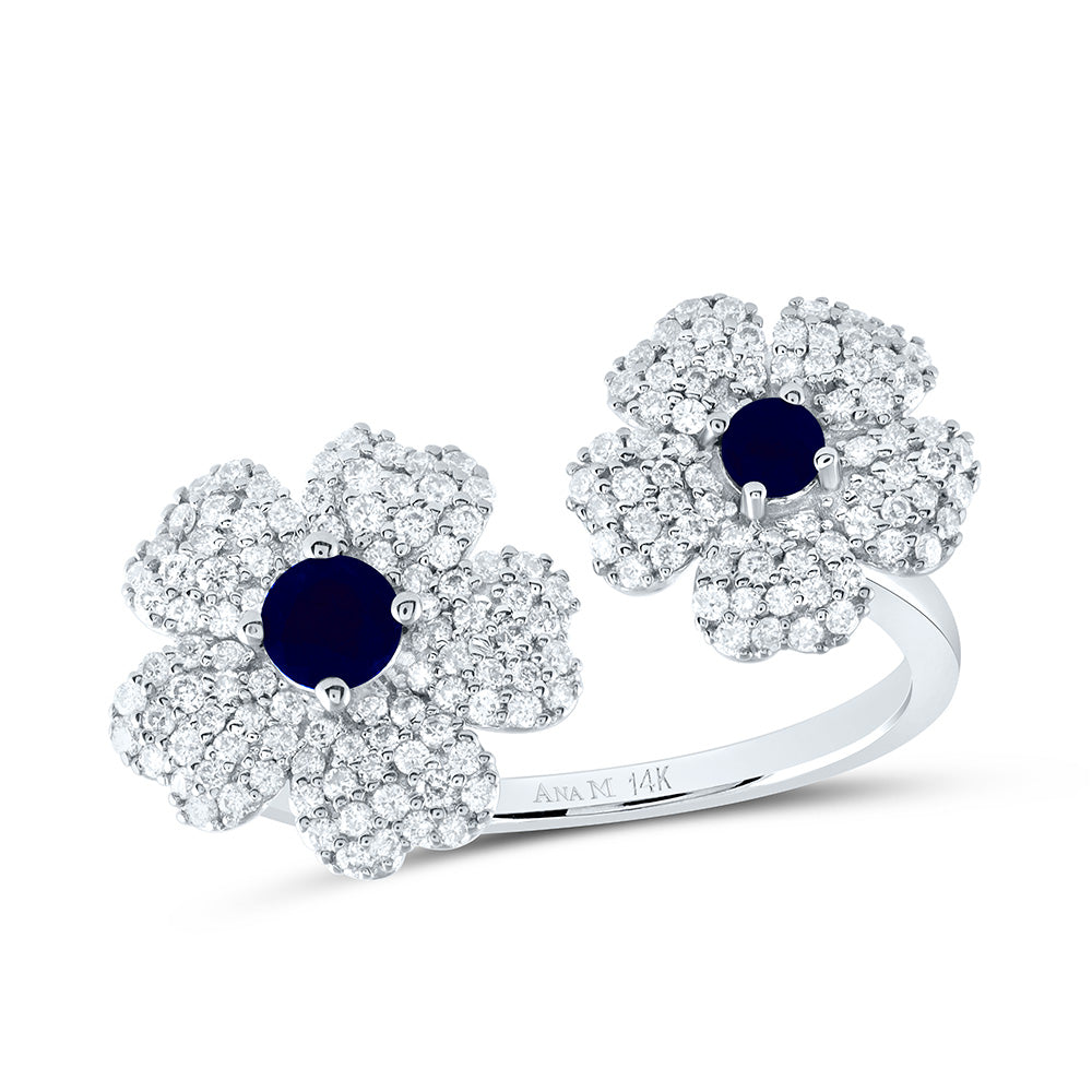 1/2Ctw-Nat Dia Ana M 2.8Mm-Rd-Bs, 3.5Mm-Rd-Bs Nat Gem Flower Ring (3.65 grams)