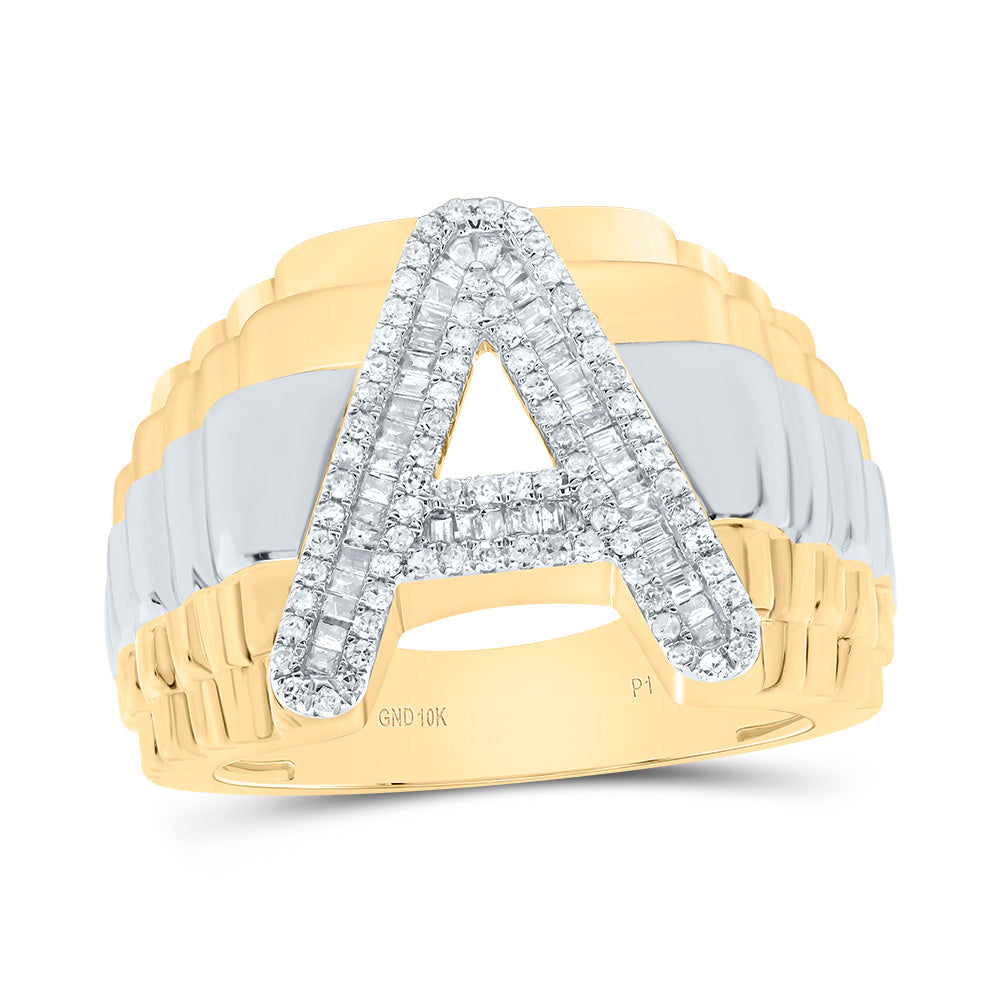 1/2Ctw-Dia P1 Initial "A" Men's Ring (9.26 grams)