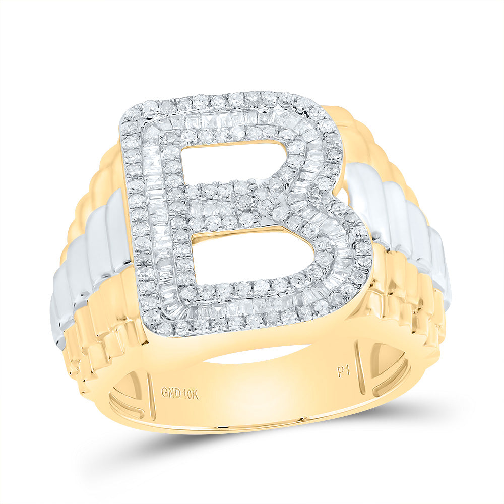 3/4Ctw-Dia P1 Initial "B" Men's Ring (9.06 grams)