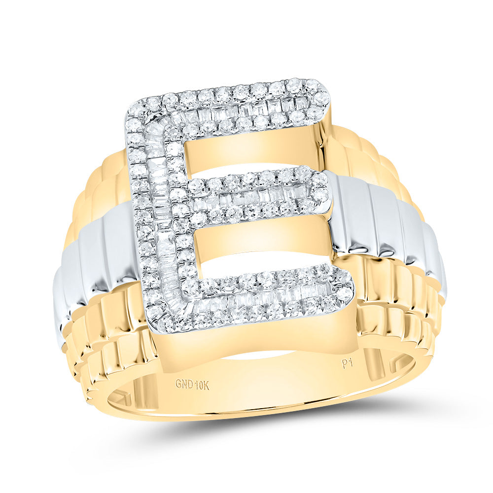 5/8Ctw-Dia P1 Initial "E" Men's Ring (9.85 grams)