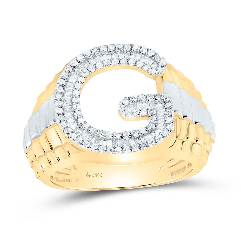 5/8Ctw-Nat Dia P1 Initial "G" Men's Ring (7.66 grams)