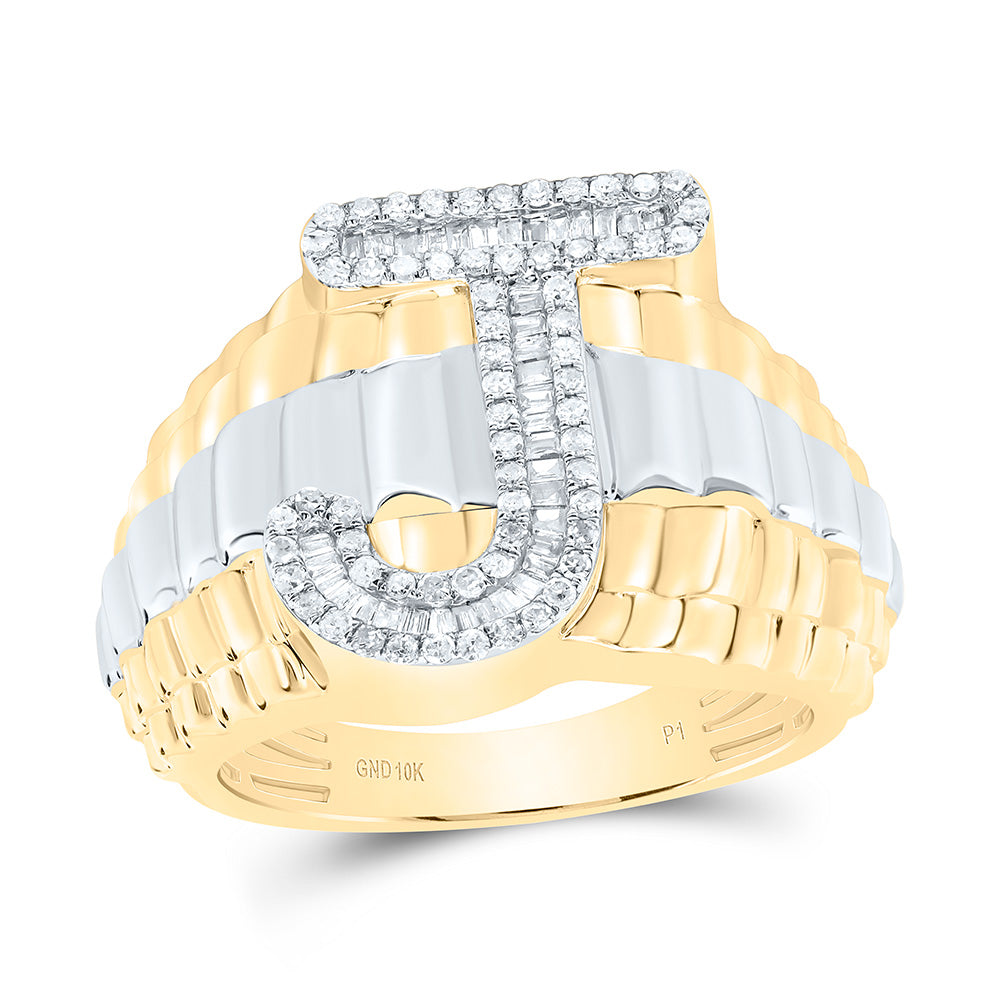 1/2Ctw-Dia P1 Initial "J" Men's Ring (8.23 grams)