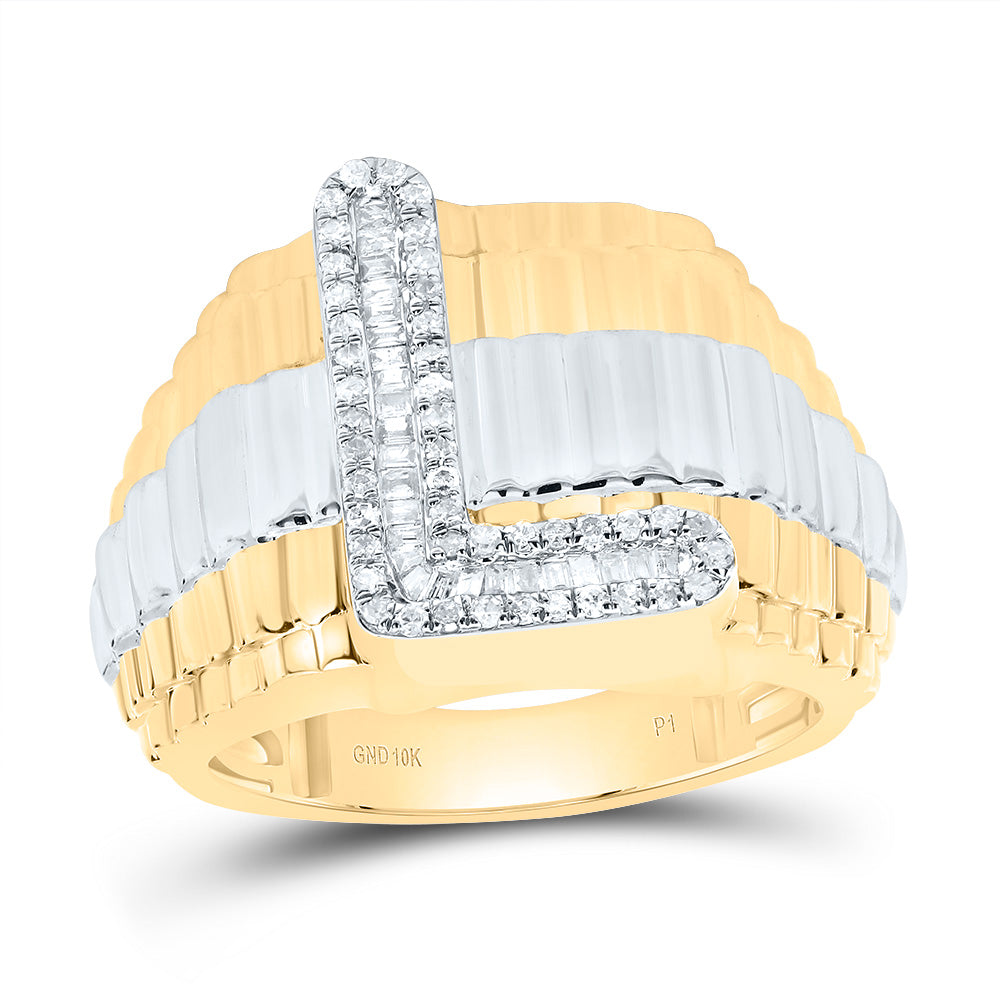 1/3Ctw-Dia P1 Initial "L" Men's Ring (8.92 grams)