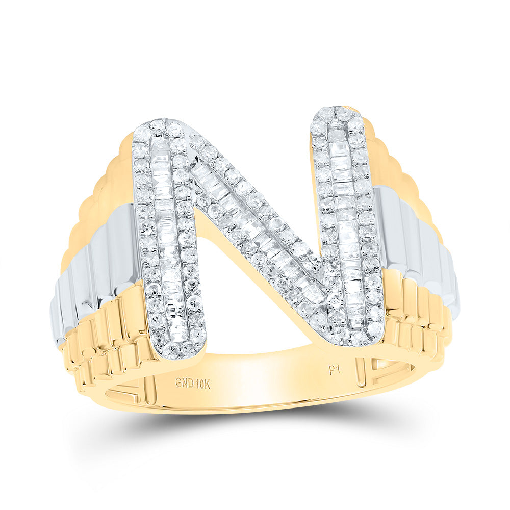 5/8Ctw-Dia P1 Initial "N" Men's Ring (8.87 grams)