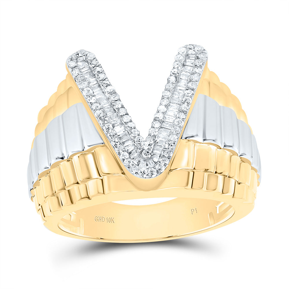 1/2Ctw-Dia P1 Initial "V" Men's Ring (10.74 grams)