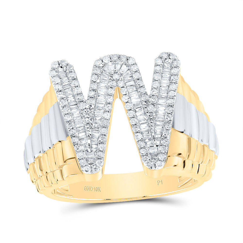 3/4Ctw-Diamond Initial "W" Men's Ring (10.95 grams)