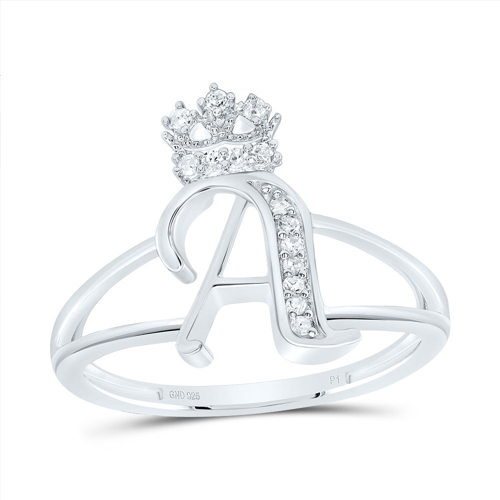 1/12Ctw-Dia P1 Gift Initial "A" Crown Ladies Ring (1.91 grams)