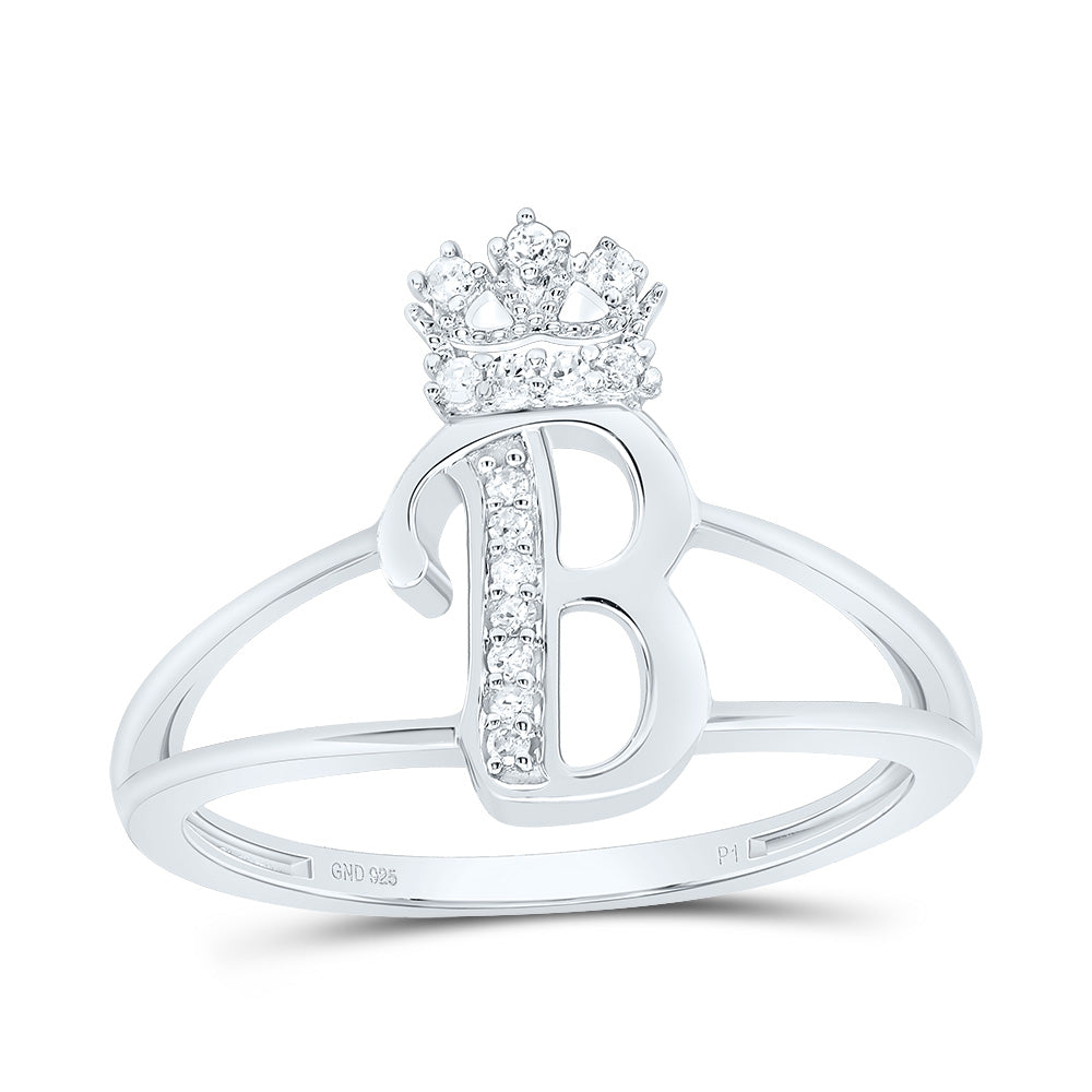 1/12Ctw-Dia P1 Gift Initial "B" Crown Ladies Ring (1.89 grams)