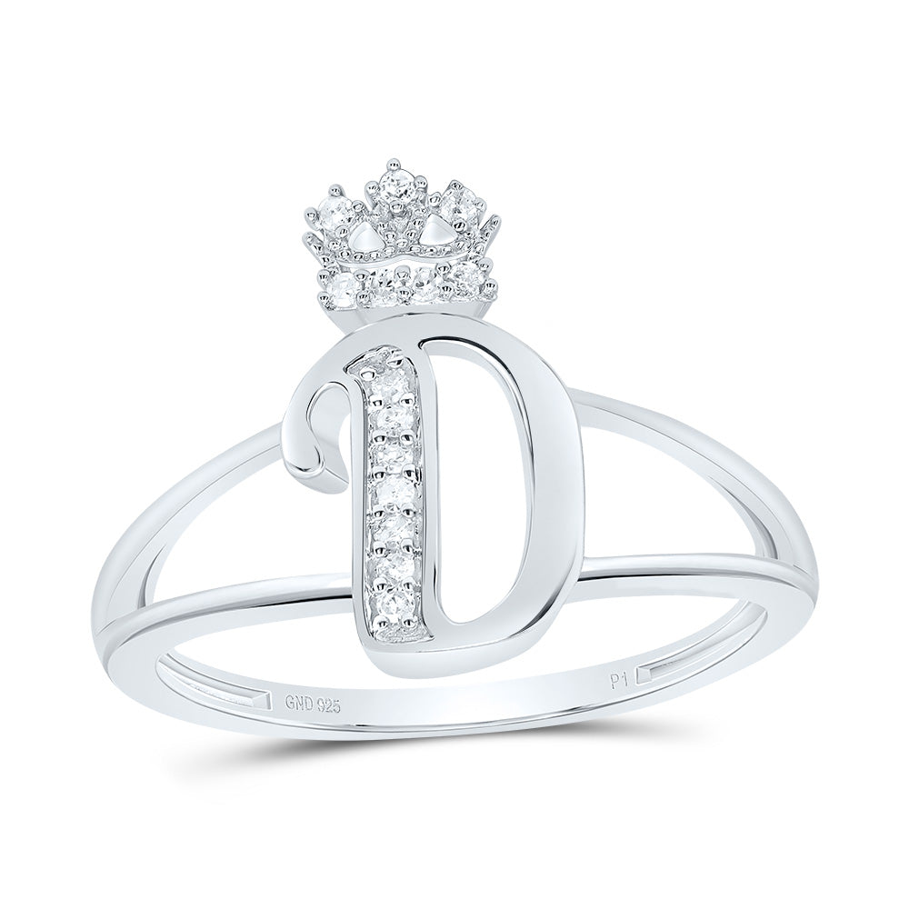 1/12Ctw-Dia P1 Gift Initial "D" Crown Ladies Ring (1.9 grams)