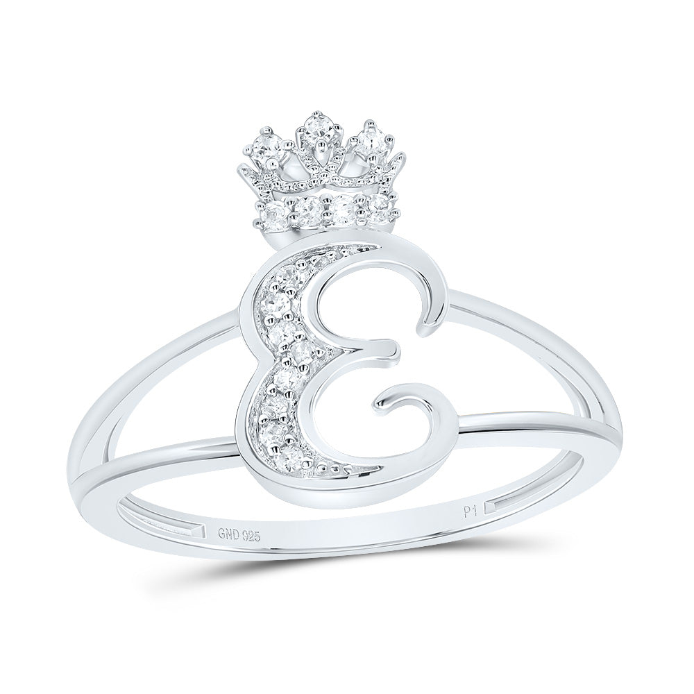 1/10Ctw-Dia P1 Gift Initial "E" Crown Ladies Ring (1.86 grams)