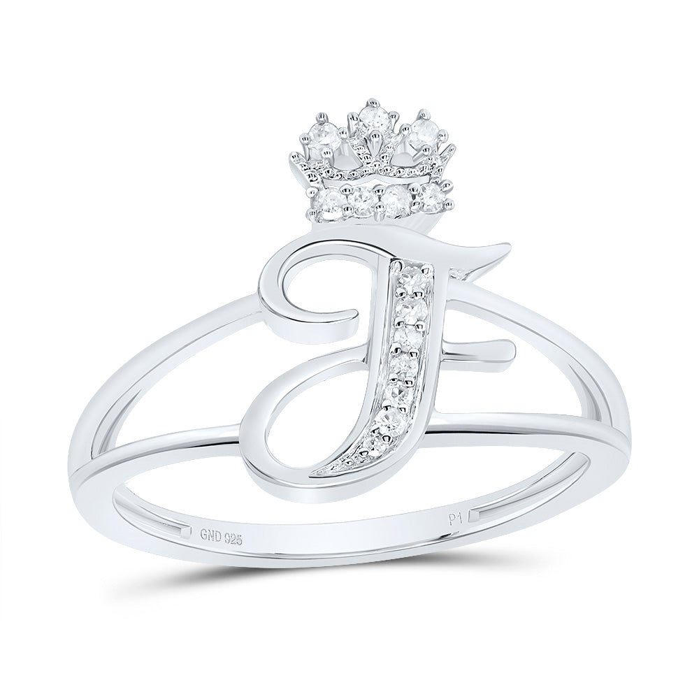 1/12Ctw-Dia P1 Gift Initial "F" Crown Ladies Ring (1.94 grams)
