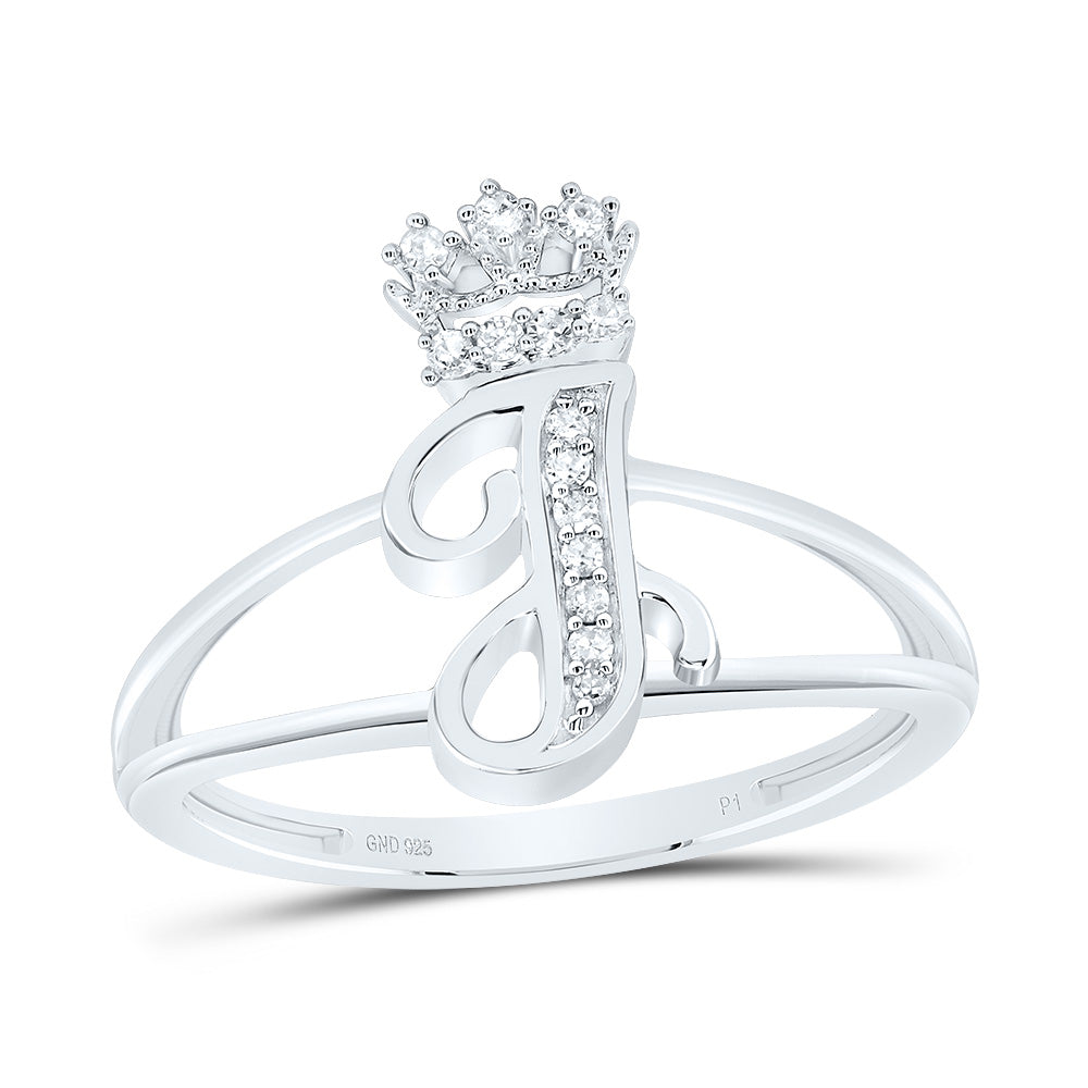 1/12Ctw-Dia P1 Gift Initial "J" Crown Ladies Ring (2.22 grams)
