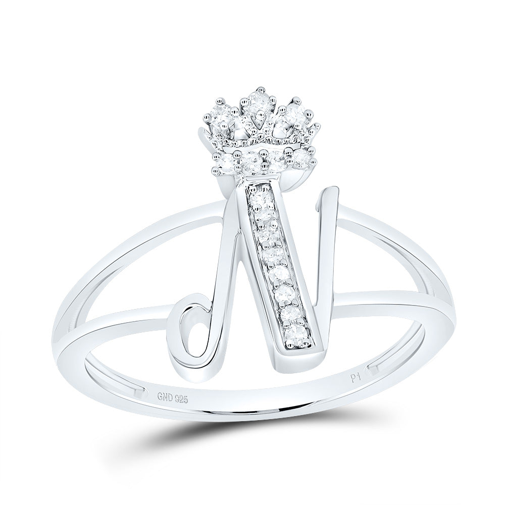 1/12Ctw-Dia P1 Gift Initial "N" Crown Ladies Ring (2.01 grams)