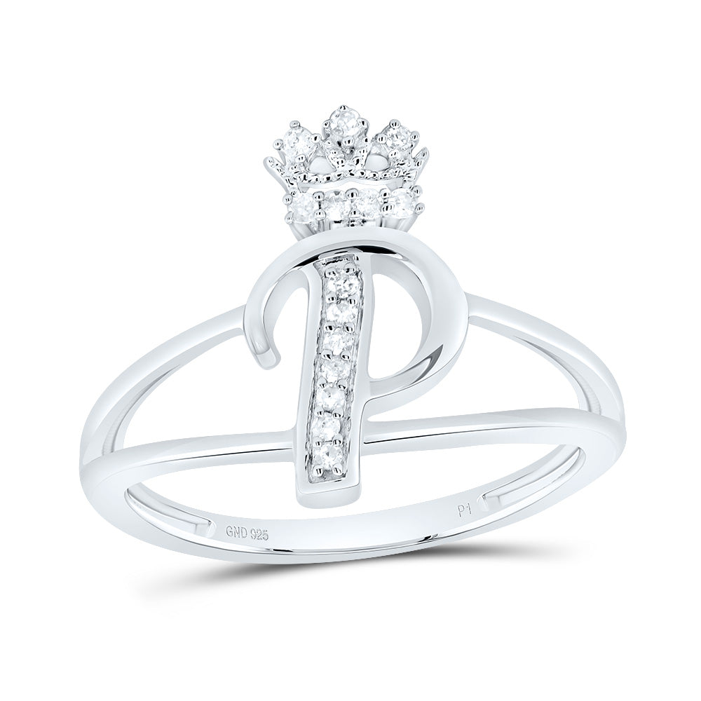 1/12Ctw-Dia P1 Gift Initial "P" Crown Ladies Ring (2.04 grams)