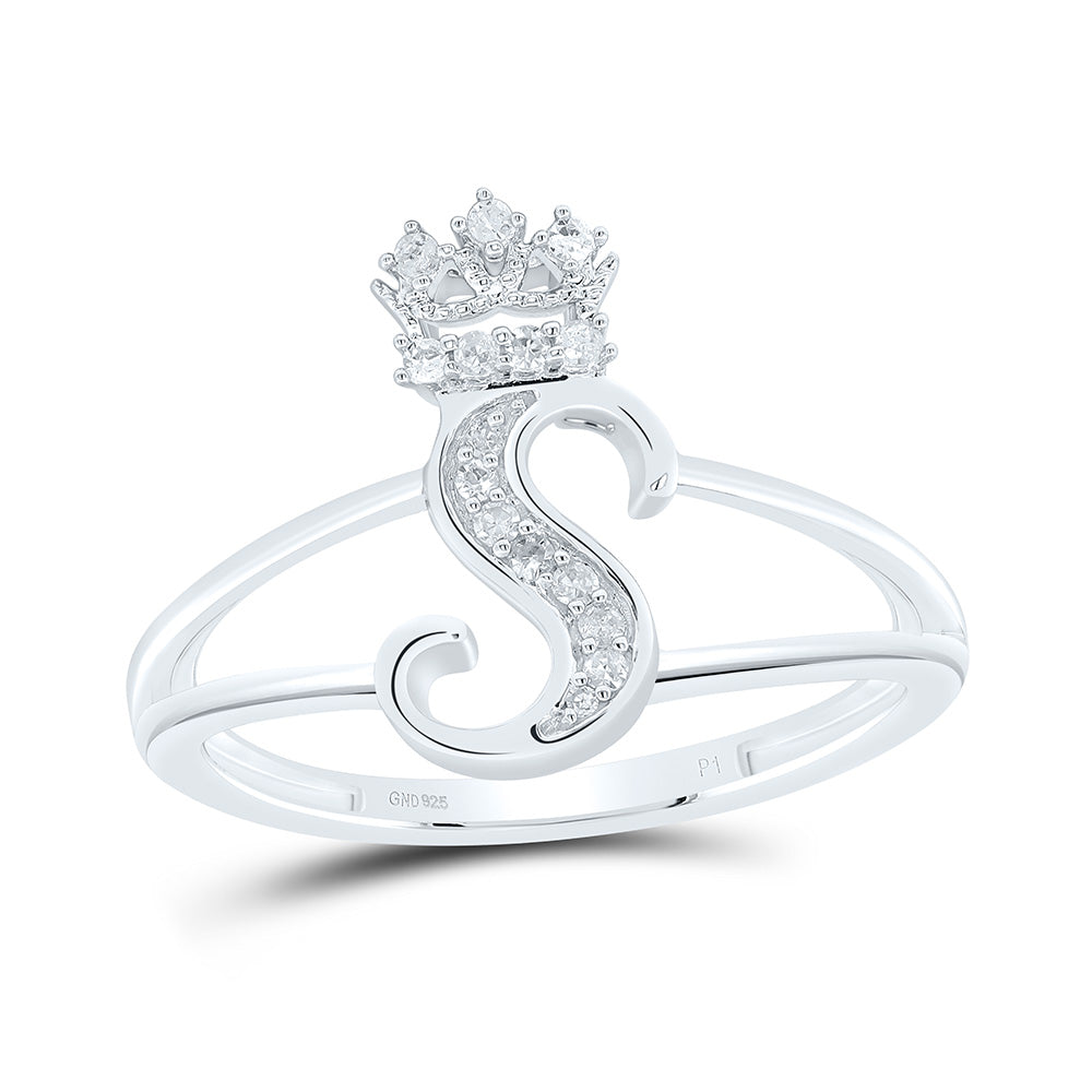 1/12Ctw-Dia P1 Gift Initial "S" Crown Ladies Ring (1.87 grams)