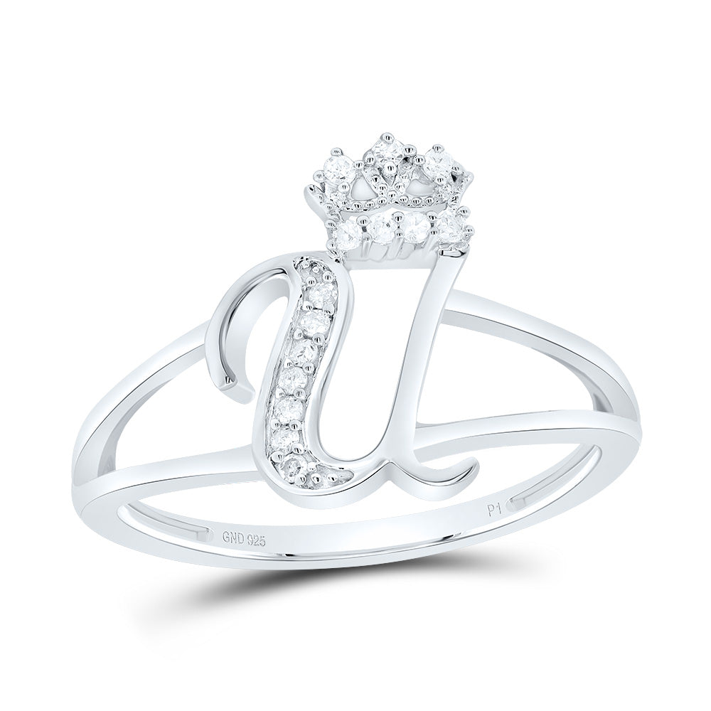 1/12Ctw-Dia P1 Gift Initial "U" Crown Ladies Ring (2.02 grams)
