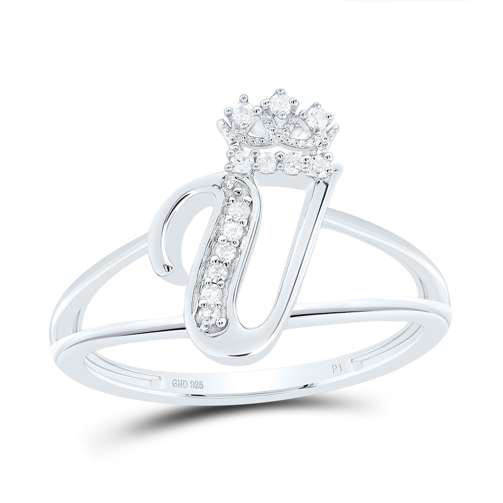1/12Ctw-Dia P1 Gift Initial "V" Crown Ladies Ring (1.96 grams)