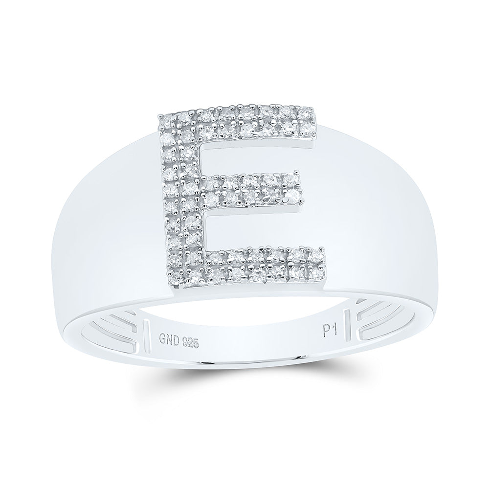 1/6Ctw-Dia P1 Initial "E" Men's Ring (4.77 grams)