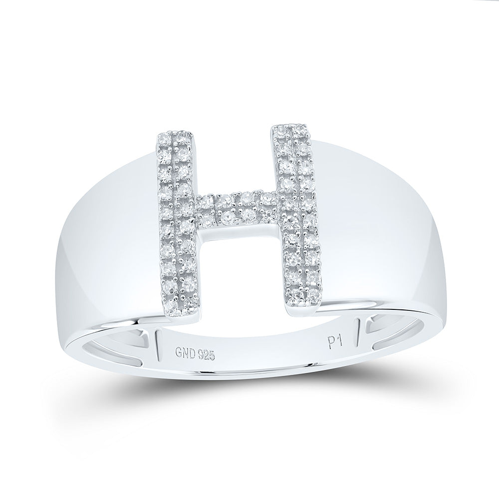 1/8Ctw-Dia P1 Initial "H" Men's Ring (4.22 grams)