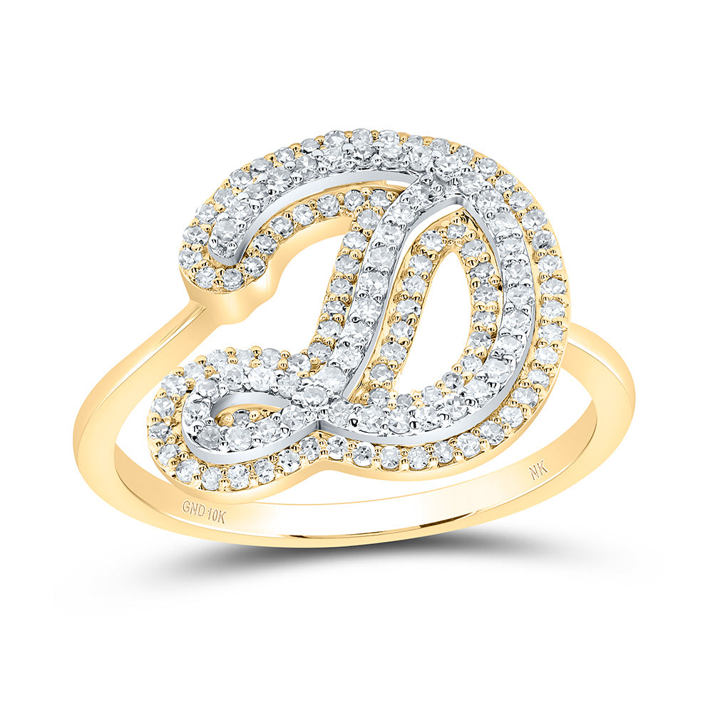 3/8Ctw-Dia Nk Fashion Initial "D" Ladies Ring (2.57 grams)