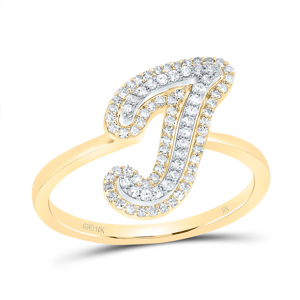 1/4Ctw-Dia Nk Fashion Initial "J" Ladies Ring (2.13 grams)