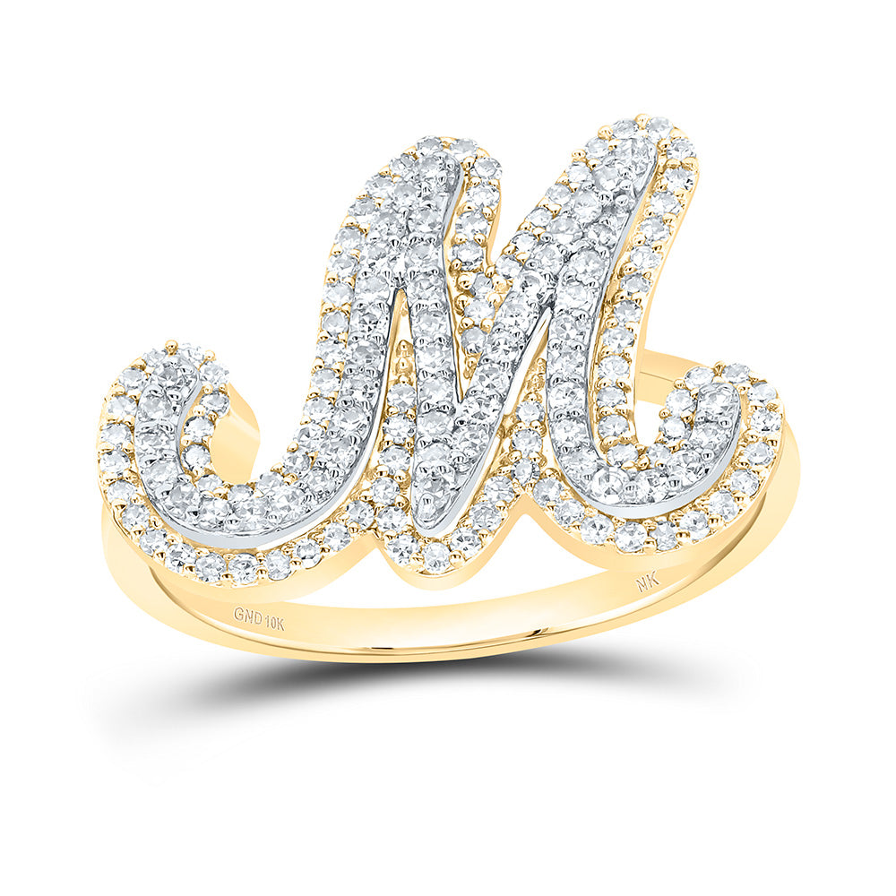 1/2Ctw-Dia Nk Fashion Initial "M" Ladies Ring (3.29 grams)