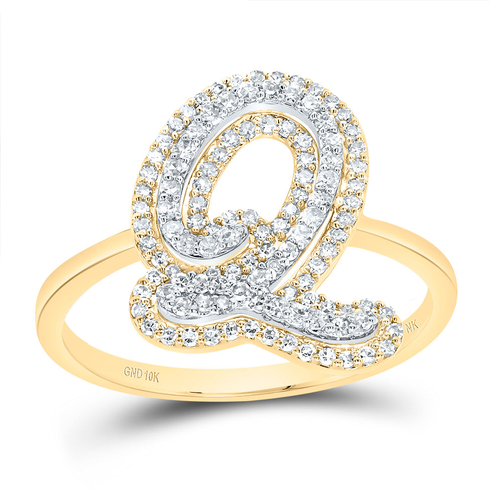 3/8Ctw-Dia Nk Fashion Initial "Q" Ladies Ring (2.23 grams)